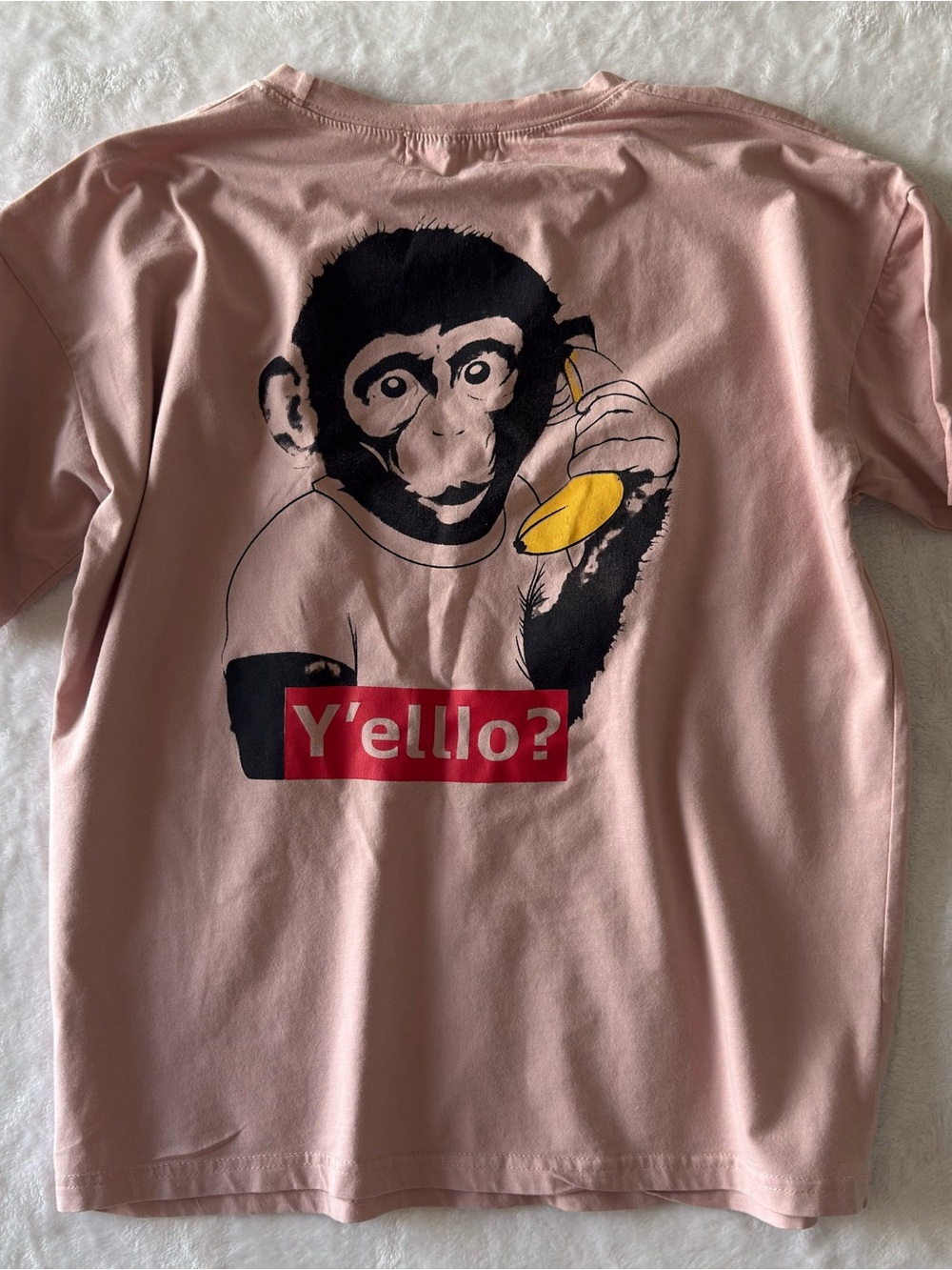 Bar III Pink Short-Sleeve Graphic Tee with Monkey & Banana